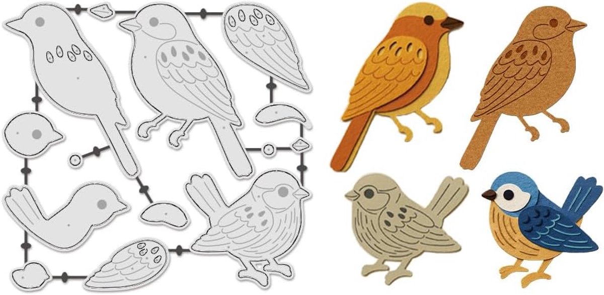 Vogelsnij-sjablonen voor het maken van kaarten, dierenuitsnijdingen, metaal, voor notitieboek, scrapbooking, veersjablonen