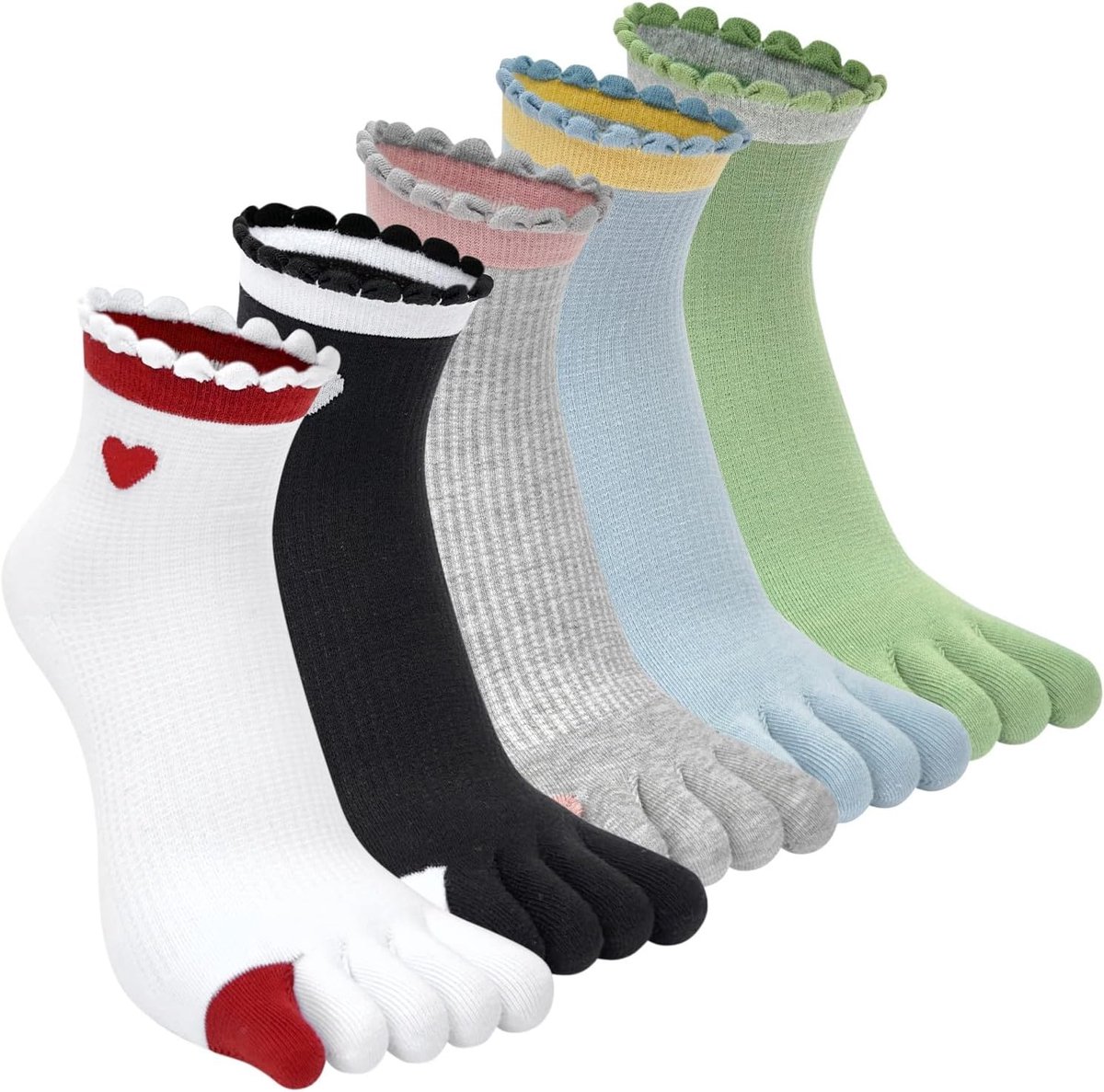Sokken dames katoenen vijfvingerige sokken 5-vingerige sokken schattige nieuwigheid dierenpatroon sneaker sokken veelkleurig voor sport hardlopen - 5 paar