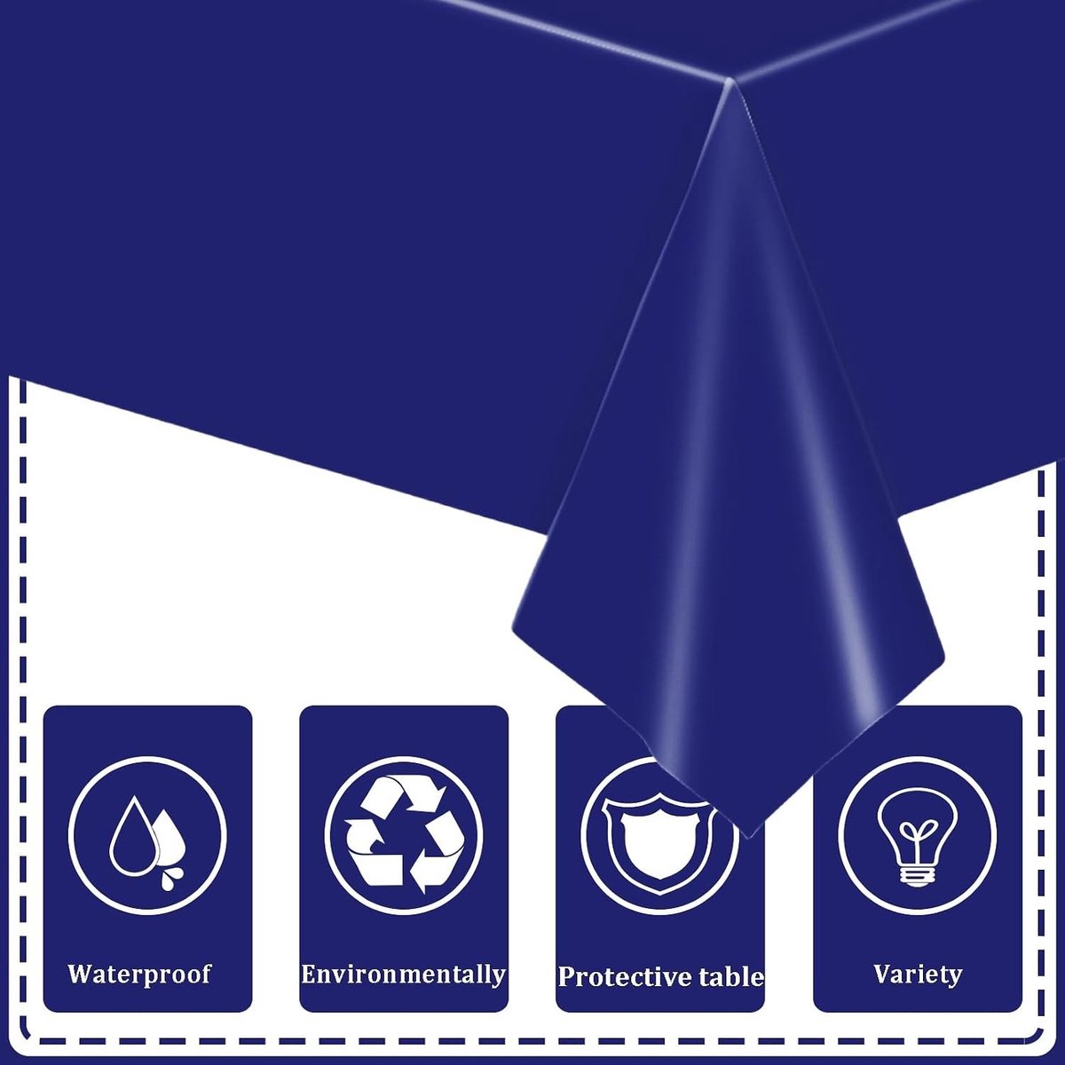 137 x 274 cm Navy Blue Plastic Tafelkleed - 2 Stuks Donkerblauw Feest Tafelkleed - Tafel Decoratie voor Frozen, Picknick, Eten, Jongens Verjaardag