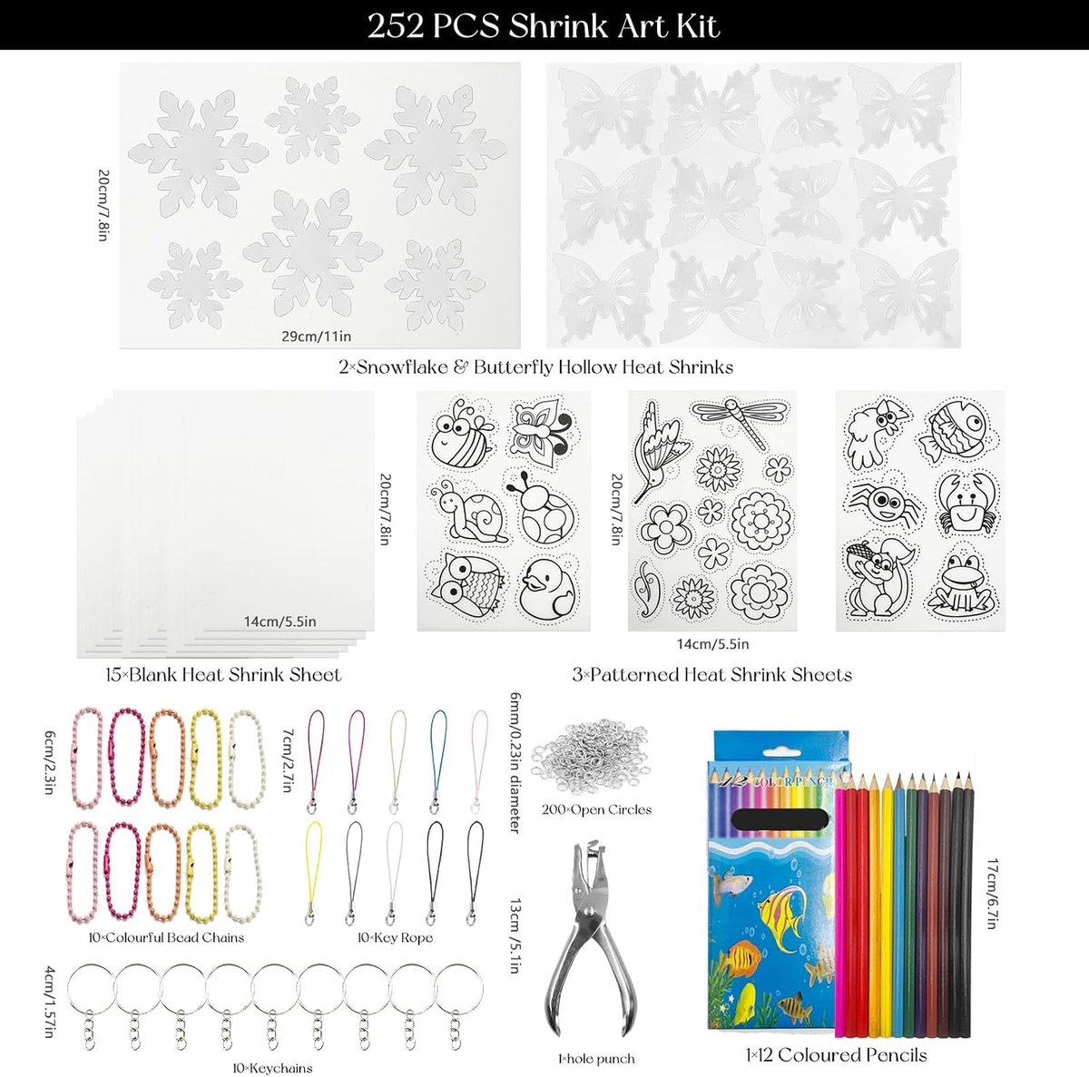 Knutselset - Multikleur - 263-delige Kit met Warmtekrimpfolie en Accessoires - Voor Creatieve Projecten