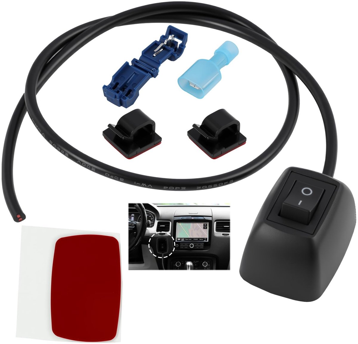 SolidKeus - Drukknopschakelaar 12V-230V voor Auto met 50 cm Kabel