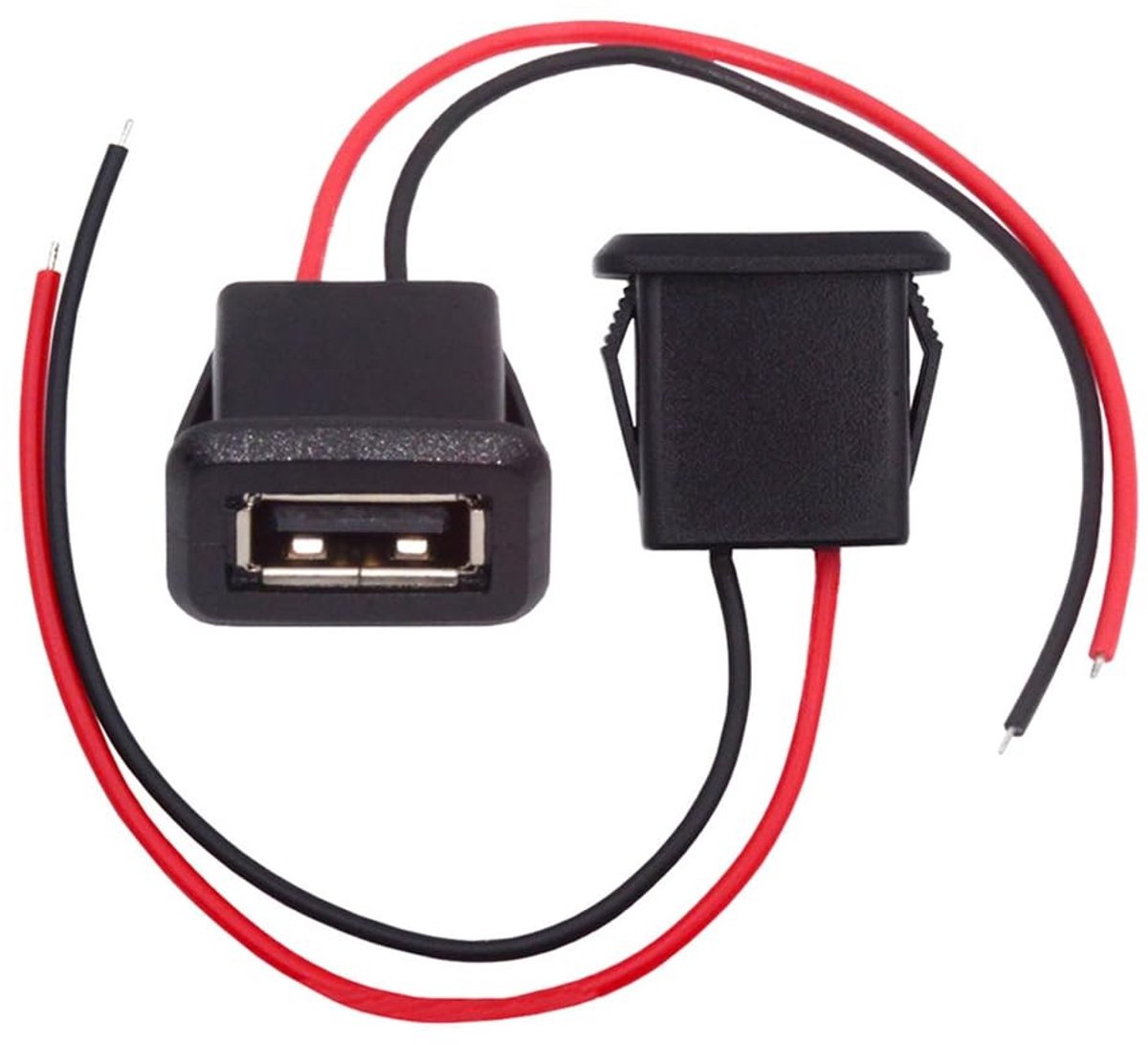 SolidKeus - USB Pigtail Kabelset 24AWG Type A Vrouwelijke Socket 2Pin voor DIY