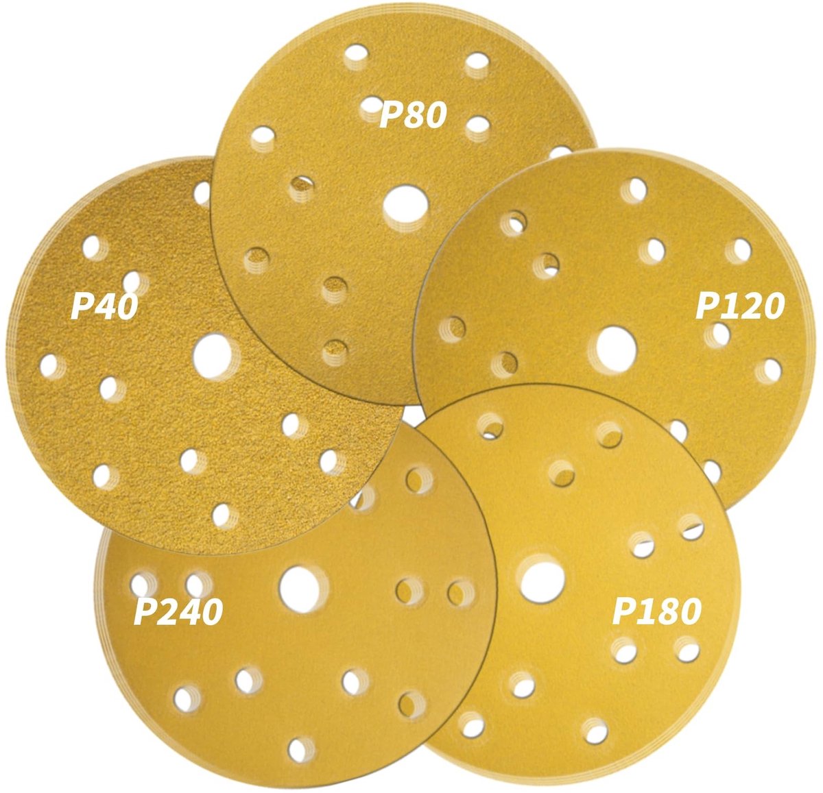 SolidKeus - Set van 50 150mm Schuurdiscs met 15 Gaten en Diverse Grits