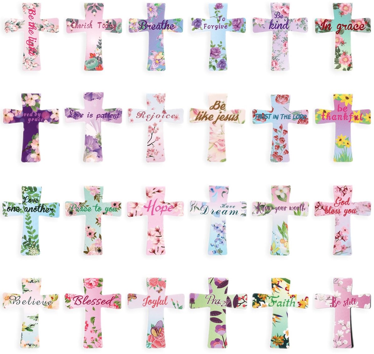 SolidKeus - Set van 24 Religieuze Magnetische Boekenleggers met Bloemenmotieven
