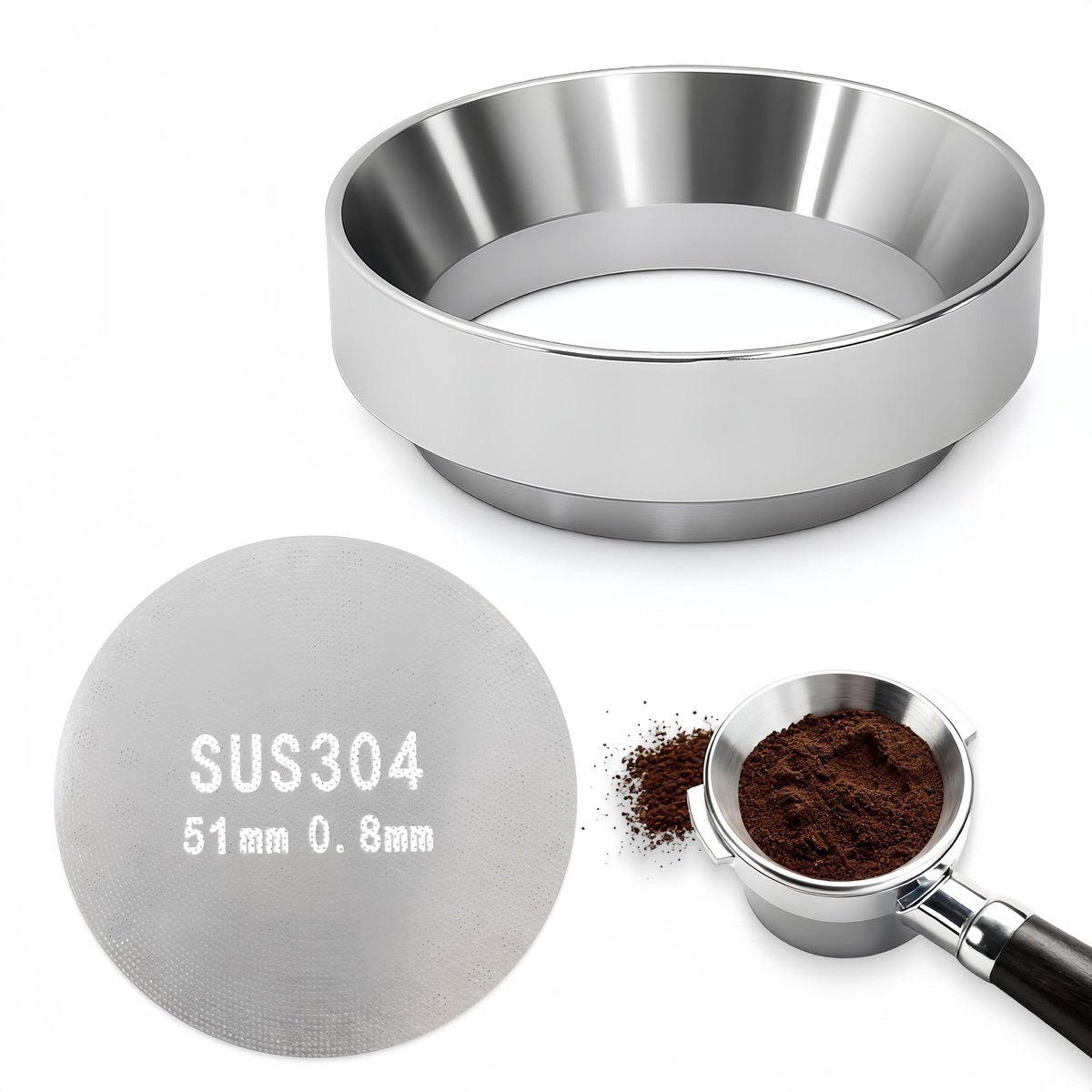SolidKeus - 2-delige Barista Accessoire Set met Doseringsring en Puck Screen