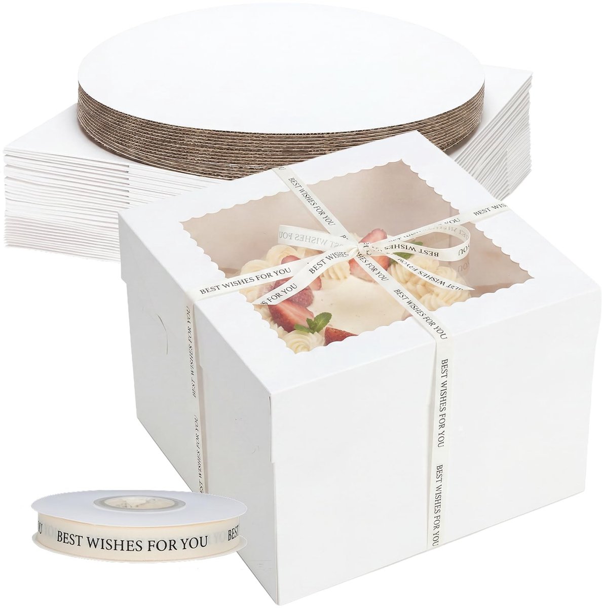 SolidKeus - 12-delige Taartdozen Set met Taartplanken en Cadeaulint