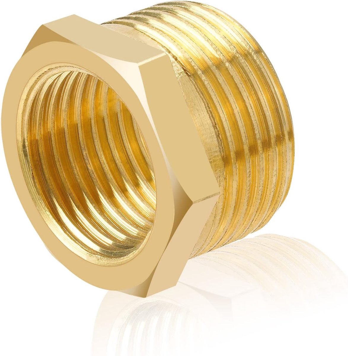 Verbindingselement 3/4 inch naar 1/2 inch messing, mannelijke en vrouwelijke draad, Ø 26 mm, voor industrie, sanitair, waterafvoer en tuingebruik