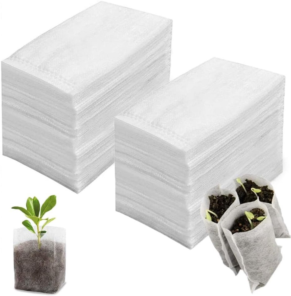 Set van 600 Biodegradeerbare Plantenzakken 10 x 12 cm van Niet-Geweven Stof voor Groenten, Bloemen en Zaailingen