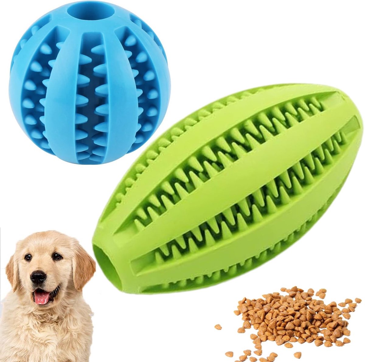 SolidKeus - Set van 2 Hondenballen met Tandverzorging en Snackfunctie