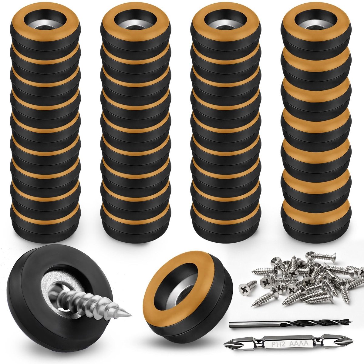 SolidKeus - Teflon Glijders Ø 19mm, 36 Stuks met Schroeven