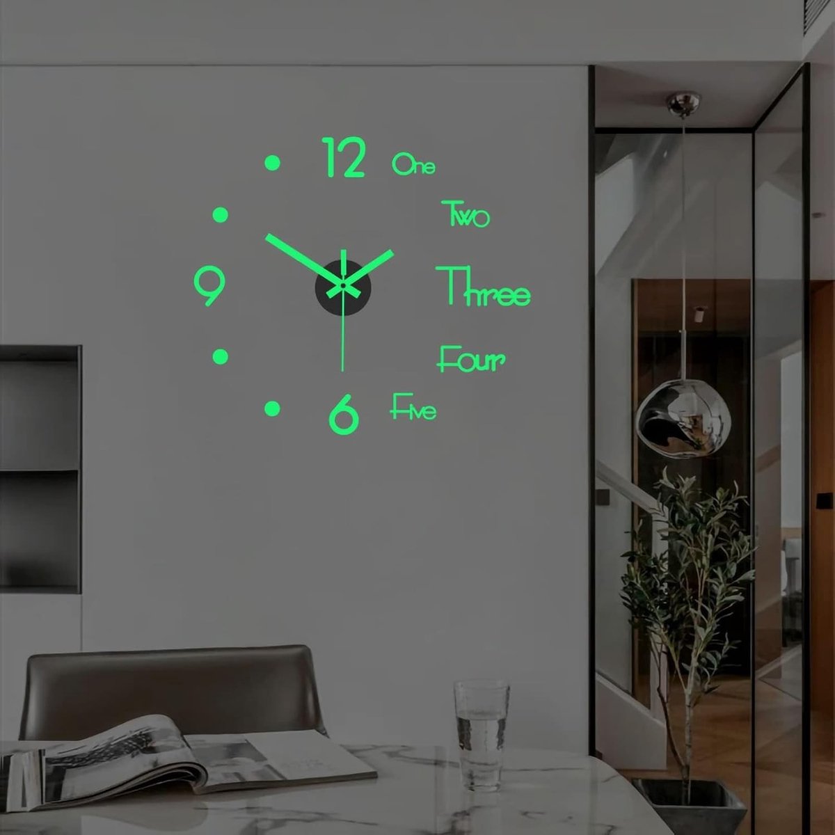 Frameless Luminous Wandklok met Nachtlampfunctie - Stille 3D Klok voor Woonkamer, Slaapkamer en Kantoor Decoratie (40 cm - Zwart)