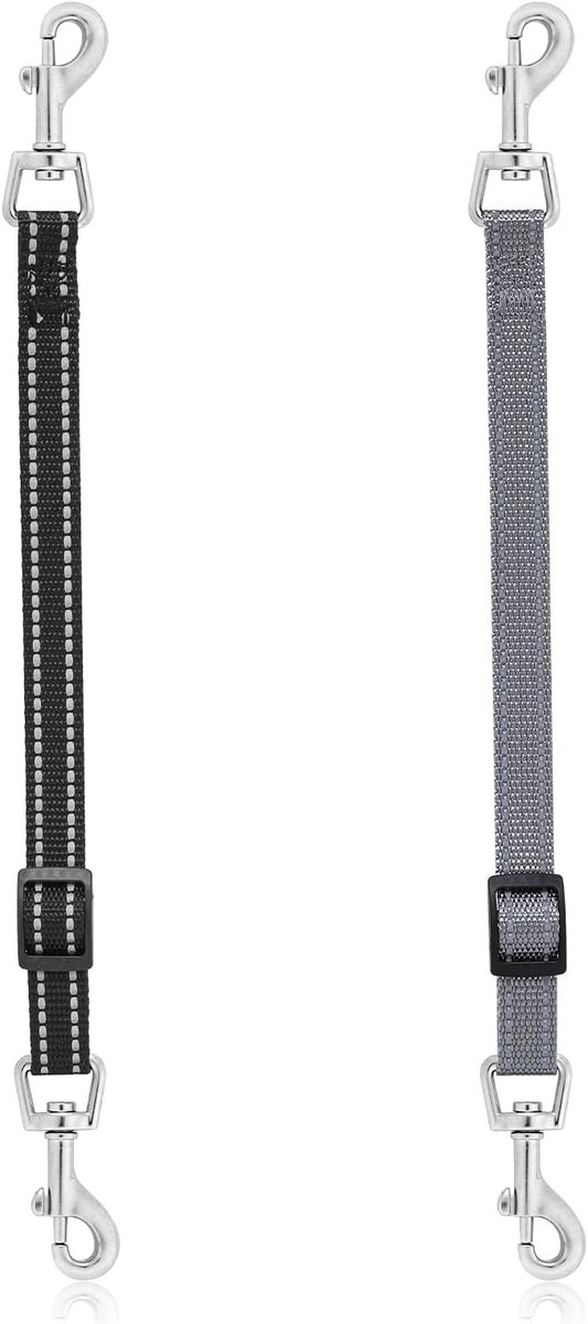 Reflecterende Nylon Nekclips voor Puppy’s - Verstelbare Backup Buckle Clips voor Honden (Zwart, Grijs) - Veilig en Duurzaam