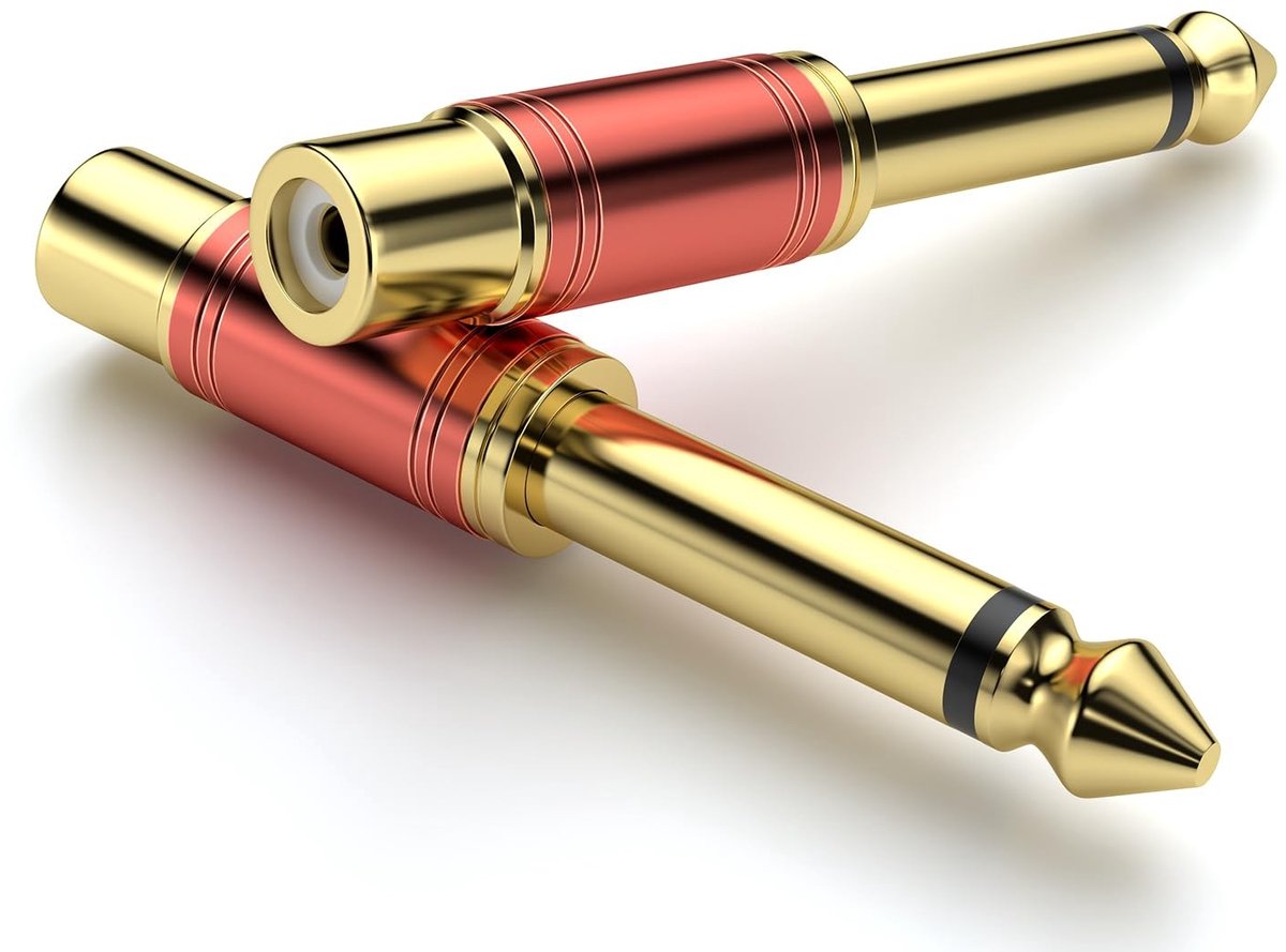 SolidKeus - 2 Stuks RCA naar 6.35mm Jack Adapter voor Audio Apparatuur