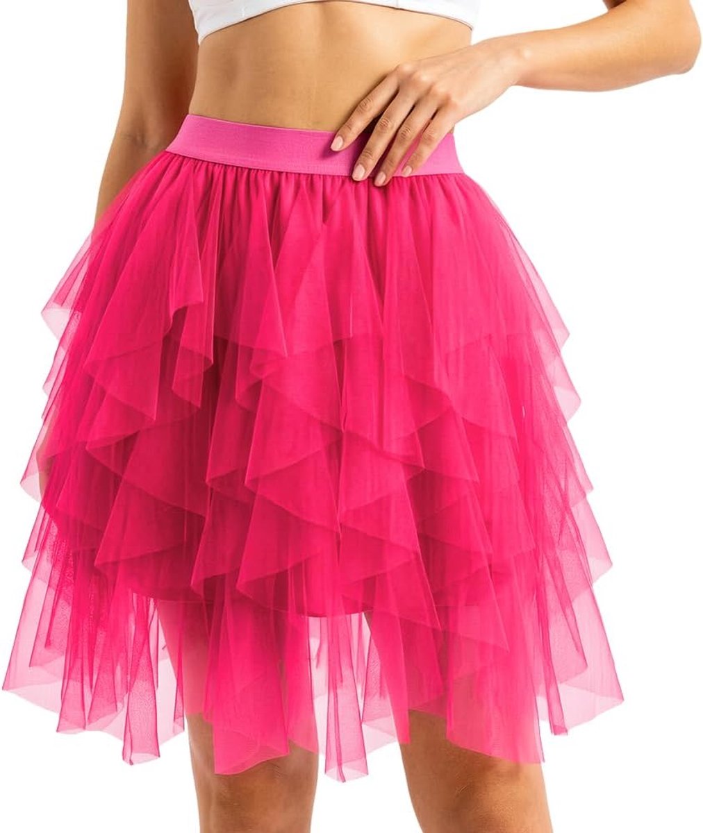 Tule rok voor dames, onregelmatige tule rok, tutu, elastische stof, gevoerd, geschikt voor feestjes, carnaval en andere evenementen