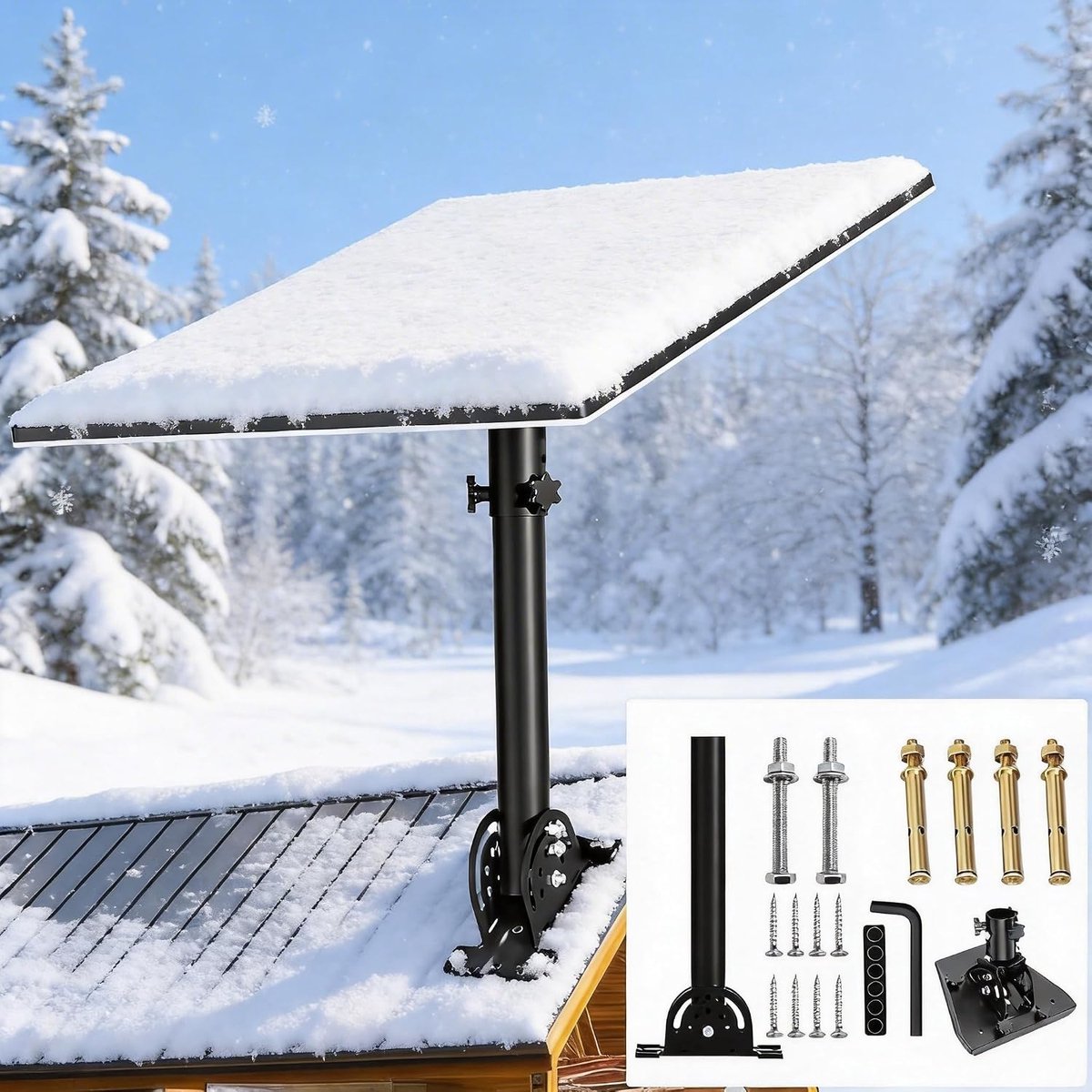 Gen 3 Houder met mastadapter, 360° verstelbare metalen houder voor wand- en dakmontage, compatibel met standaard Starlink V3-antenne, complete set voor buiten