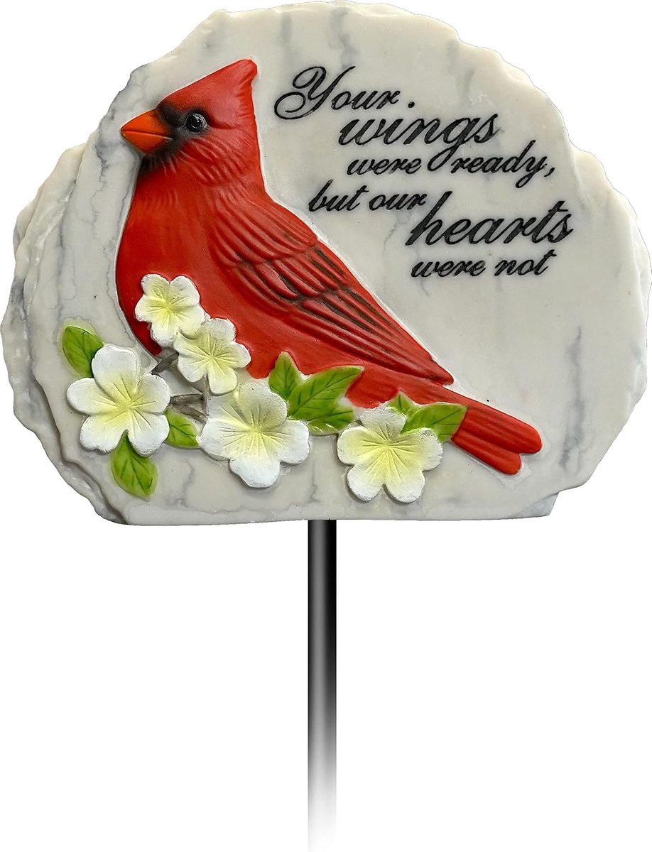 - Tuindecoratie - Tuinpaal - Decoratieve paal voor gazon en tuin - 71 cm hoog - duurzaam weerbestendig harsbord voor huisdecoratie - Cardinal Memorial Garden Stake