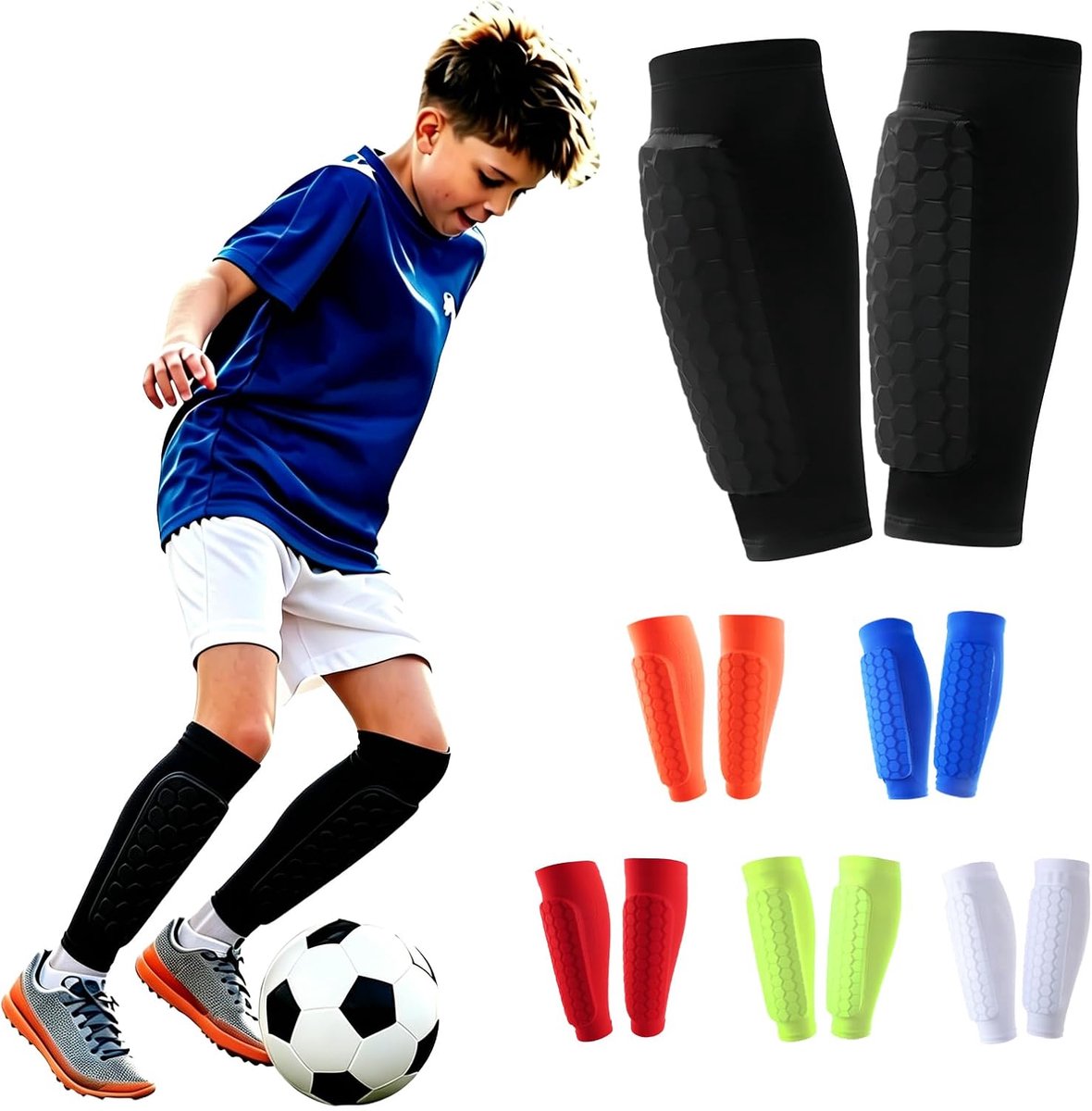 Scheenbeschermers voor kinderen, ademend en schokabsorberend, voor jongens en meisjes, ideaal voor voetbal, basketbal, fietsen, wandelen