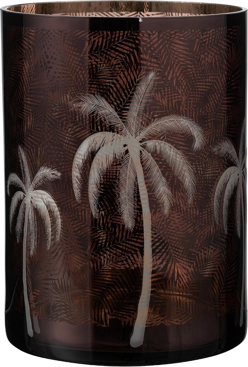 Windlicht Palmboom Glas Bruin Xlarge