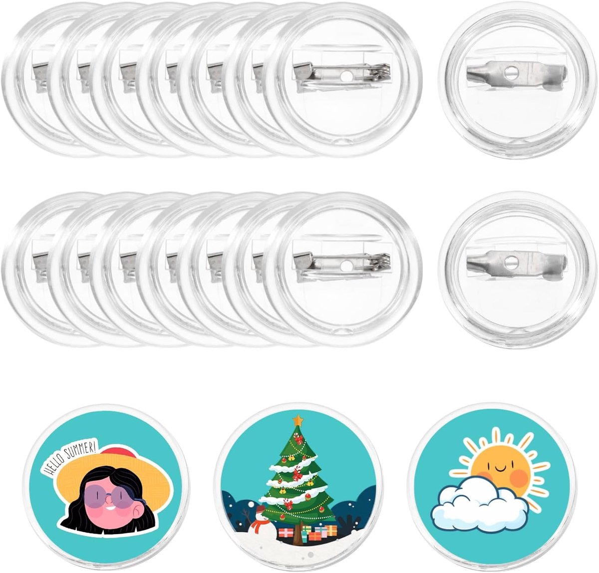 Knopen pin button maker badge naaien acryl helder 2,5 cm voor doe-het-zelf handwerk foto, pin op kleding, hoeden, tassen, cirkelknoppen