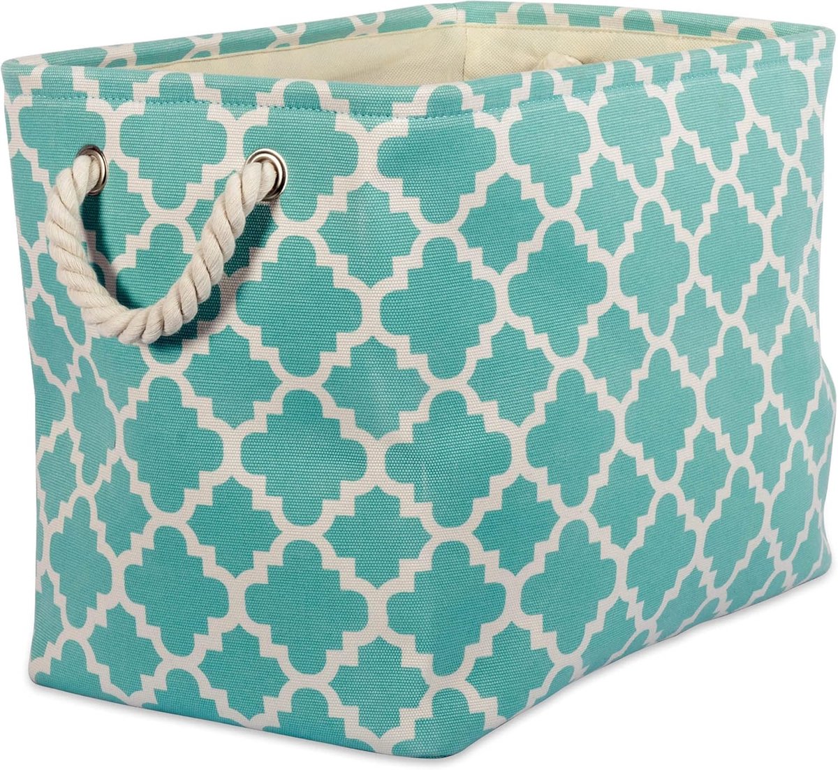 CAMZ37862 Bedrukte Polyester Opbergbak -Medium Rechthoek, Aqua Rooster