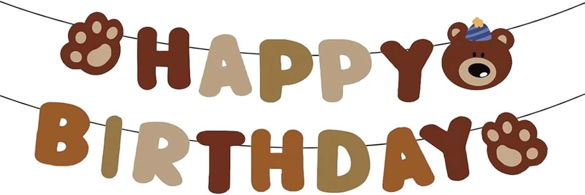 Beer verjaardagsdecoratie, schattige bruine berenbanner, bosdieren, verjaardagsfeestdecoratie, voor kinderverjaardag, decoratie, verjaardag voor volwassenen, meisjes