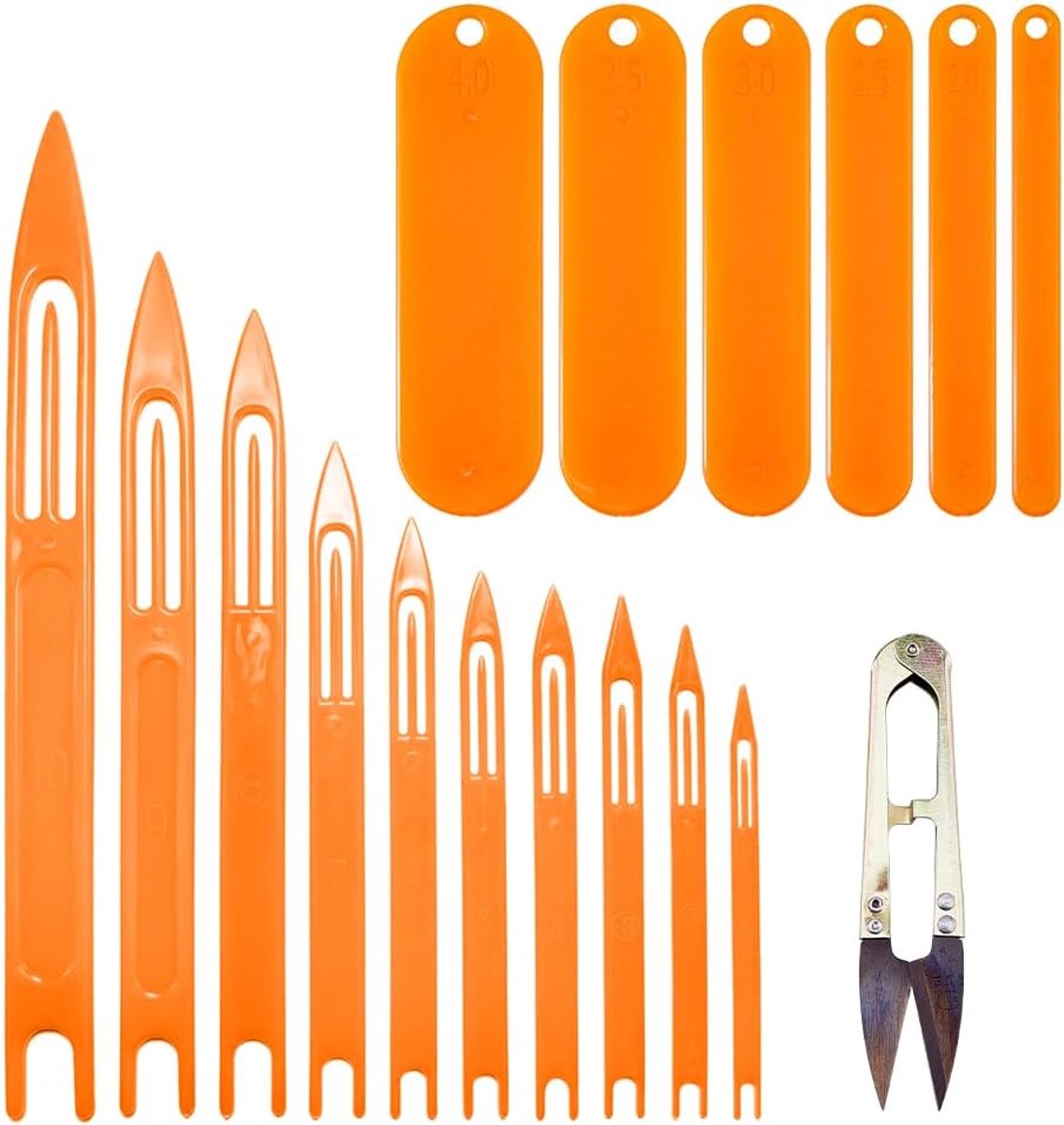 Oranje Visnet Reparatieset inclusief 1 stuks scherpe stalen schaar 10 maten plastic visnet shuttle en 6 maten plastic reparatienet gereedschap voor het repareren van worpnetten