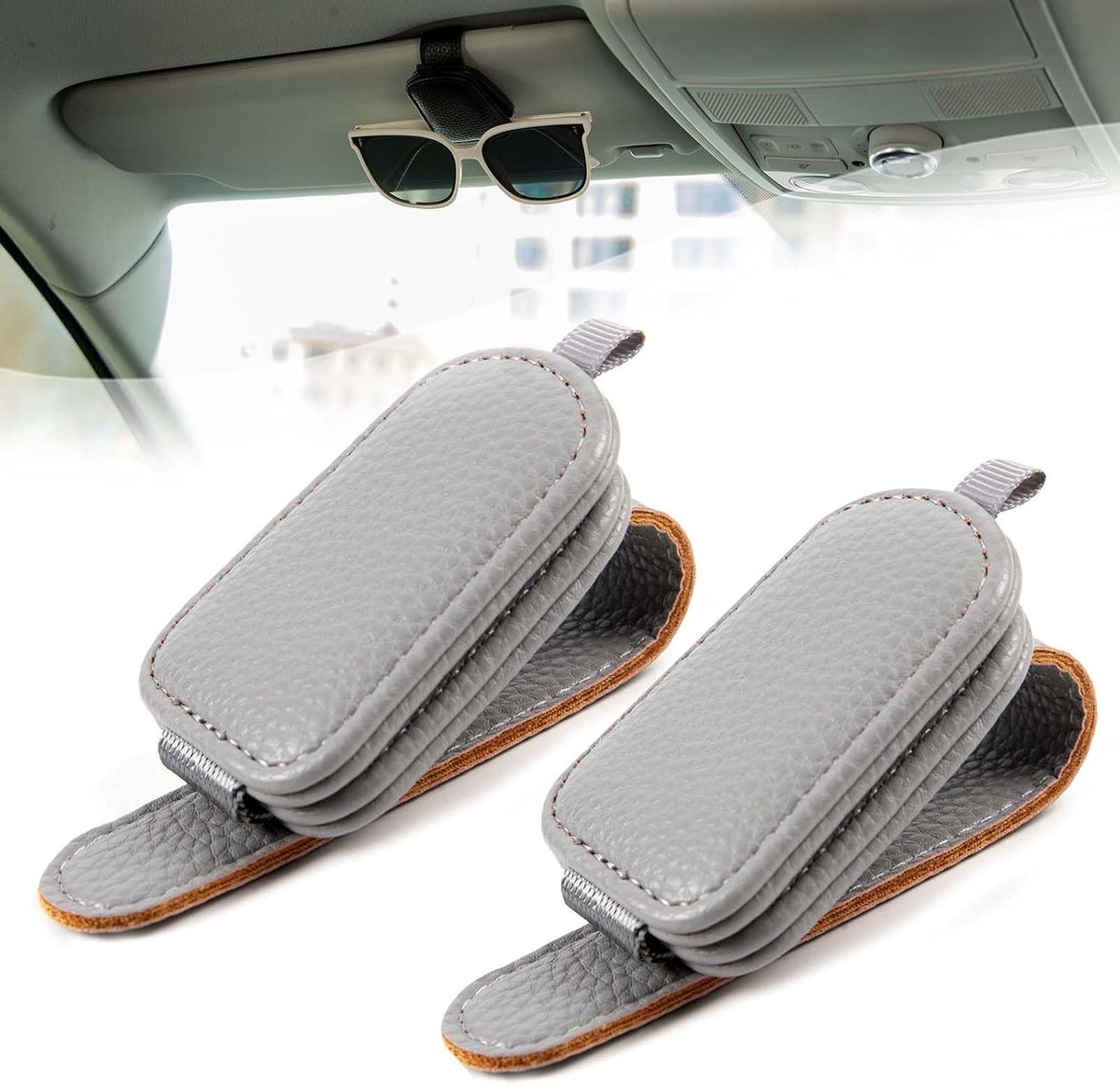 2 stuks brillenhouders autoclip brillenhouder autobril magnetisch accessoire voor auto grijs