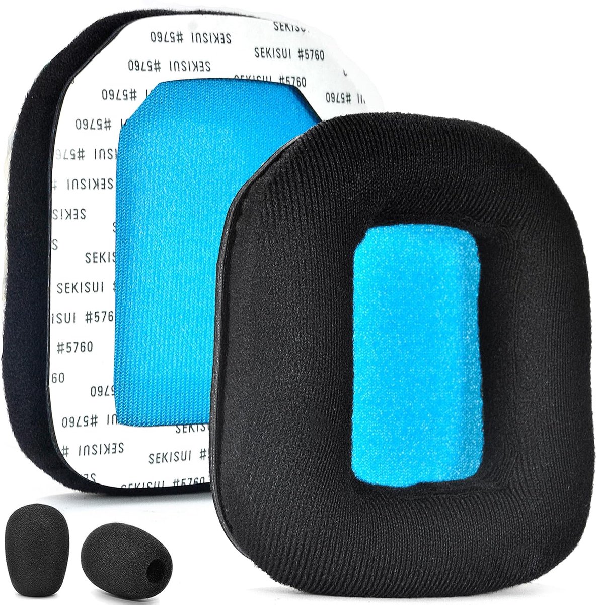 Oorkussens velours en zachte schuimhoes oorkussen compatibel met Astro A20 / A20 draadloze gamingkop (zwart-blauw)