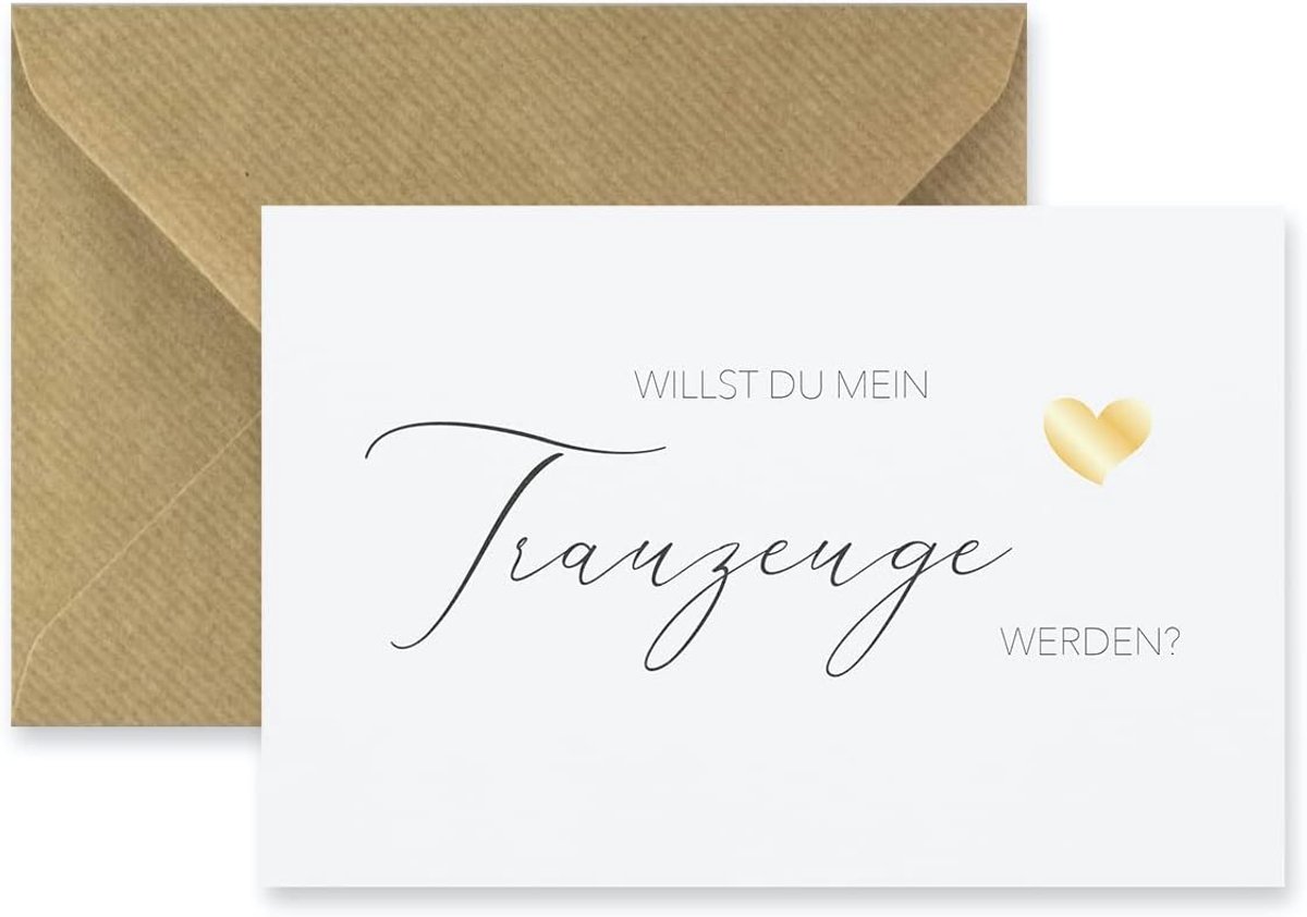 1 premium kaart wil je mijn getuige worden + 1 natuurlijke omslag (vouwkaart) - 10,5 x 14,8 cm edel premium papier, bruiloft