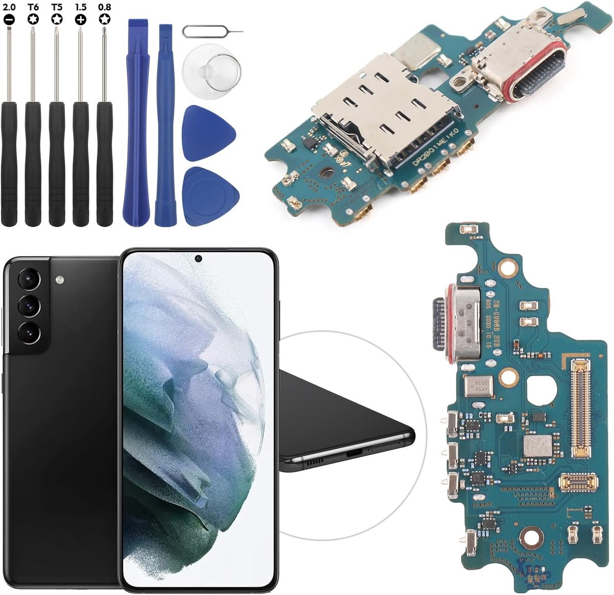 Oplaadaansluiting compatibel met Samsung Galaxy S21 plus USB dockconnector voor Samsung Galaxy S21 plus flexibele kabel oplaadpoort vervanging