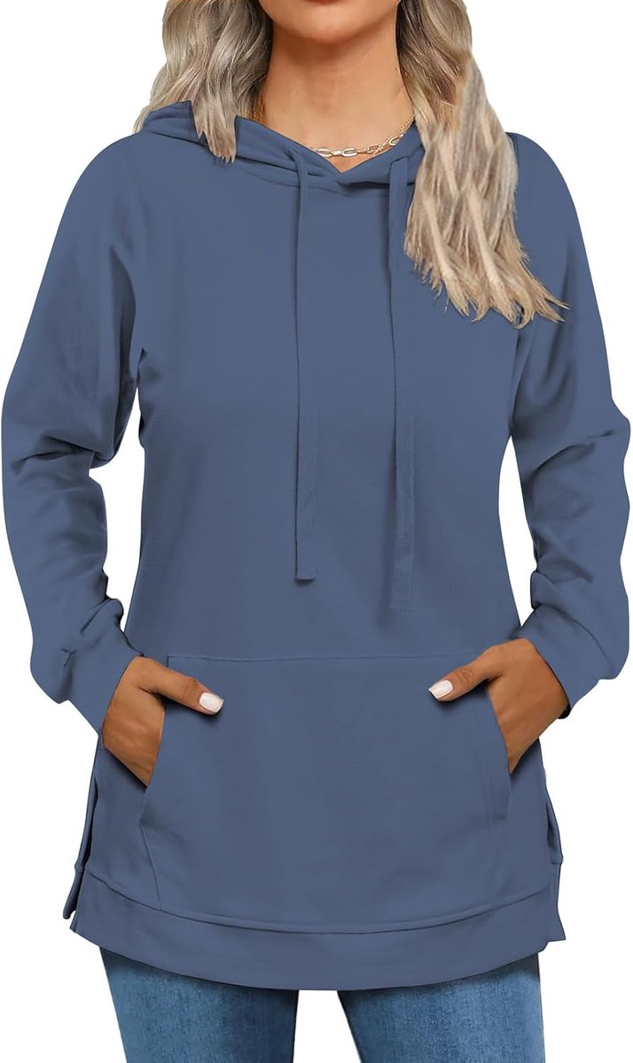 Hoodie dames pullover met capuchon sweatshirt met capuchon zak zijsplitten herfst casual mode bovenstuk