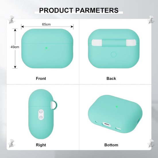 2 stuks Siliconen hoes Compatibel met Airpods Pro 2 Generation hoes 202, Ultra-Thin, zachte bescherm hoes voor Airpods Pro 2, mintgroen/lavendel — afbeelding 3
