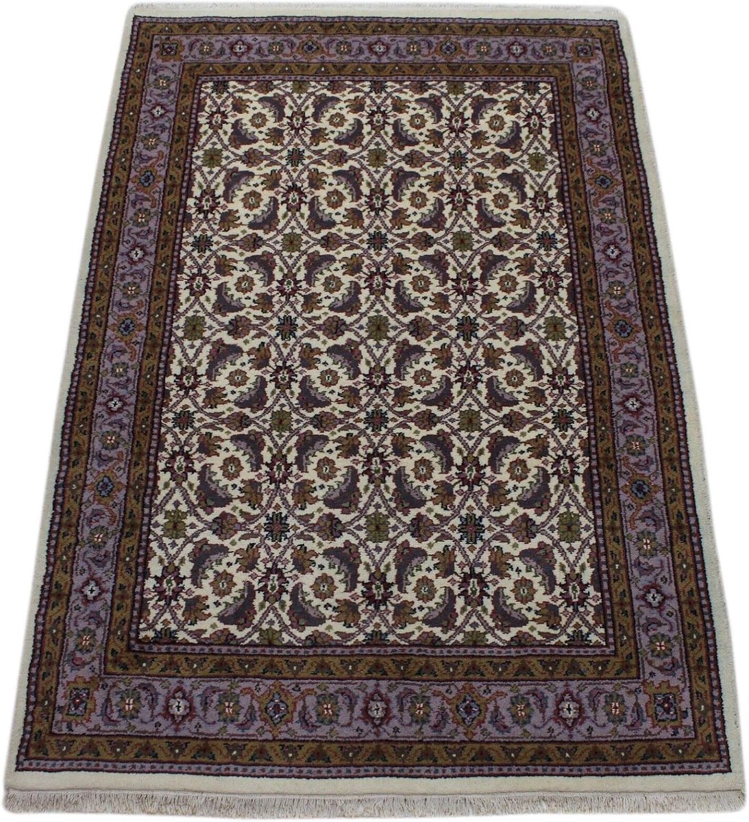 Beige tapijt wol handgeknoopt, 100% scheerwol 155x230 cm D9