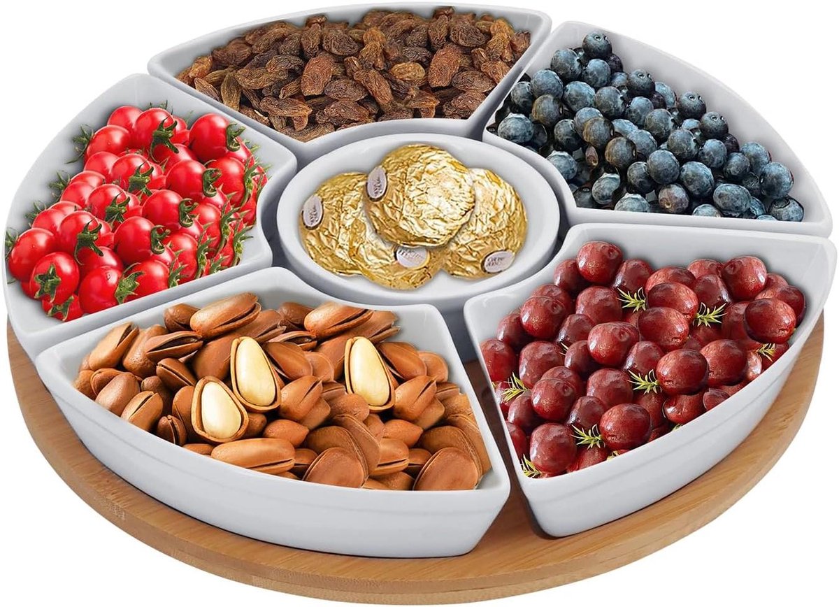 Draaibaar Serveerplateau - Draaiplateau Snackschaal - Hapjes Presenteren - Glad Draaiplateau - 29 cm Diameter - Wit