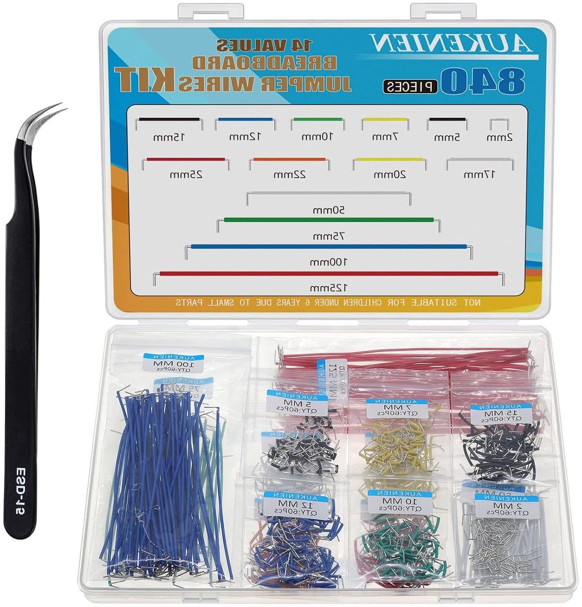 Breadboard Jumper Wires - Verbindingsdraden Kit - DIY Projecten - 14 Lengtes U-Vorm - 840 Stuks - Diverse Kleuren