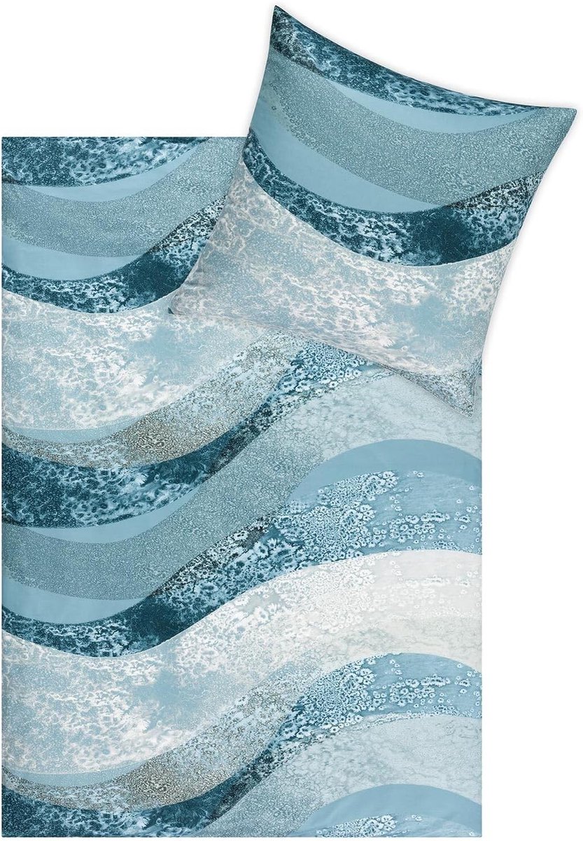 Mako interlock jersey beddengoed Rio Cyan 1 dekbedovertrek 135 x 200 cm + 1 kussensloop 80 x 80 cm