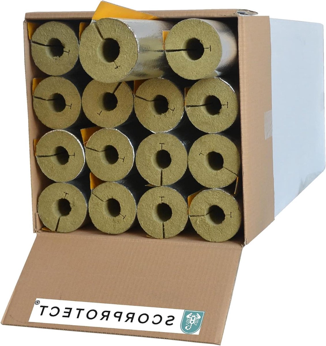 Buisisolatie Steenwol - Isolatieschalen - Leidingen Isoleren - Aluminium ommanteling - 35x30mm 1 meter - Grijs