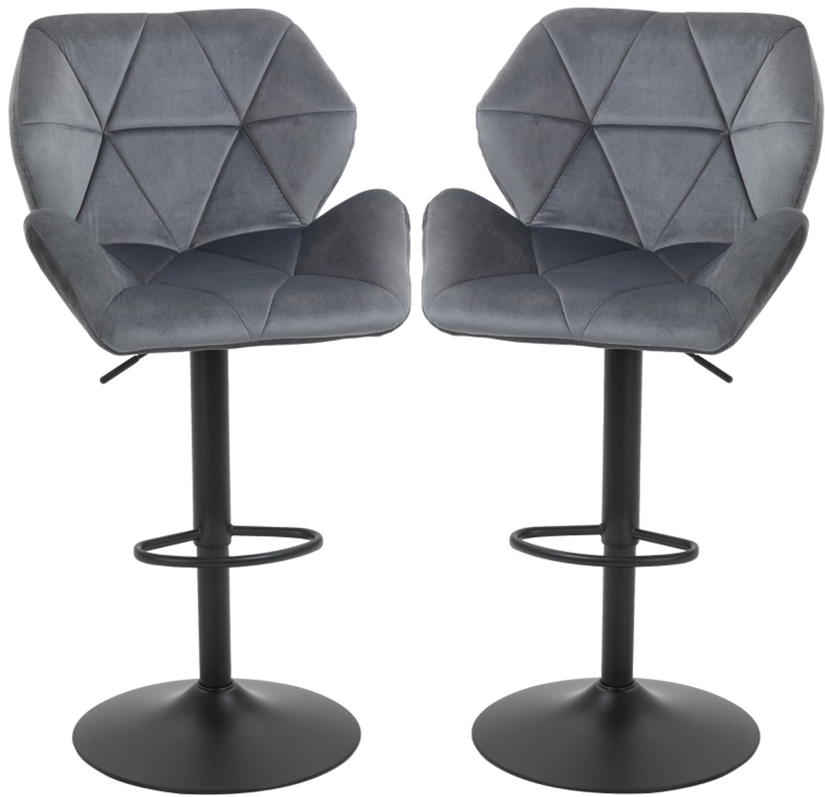 Clruro Barkruk Set van 2 - 57 x 58 x 97-117 cm - 360° Draaibaar - Fluweellook/Metaal