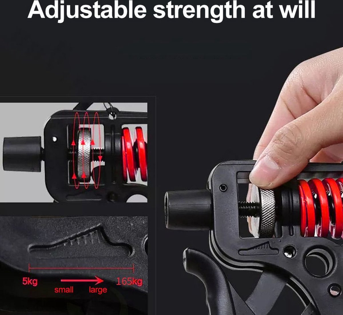 Handtrainer 5-165 kg vingertrainer onderarmtrainer gripkrachtversterker - rood