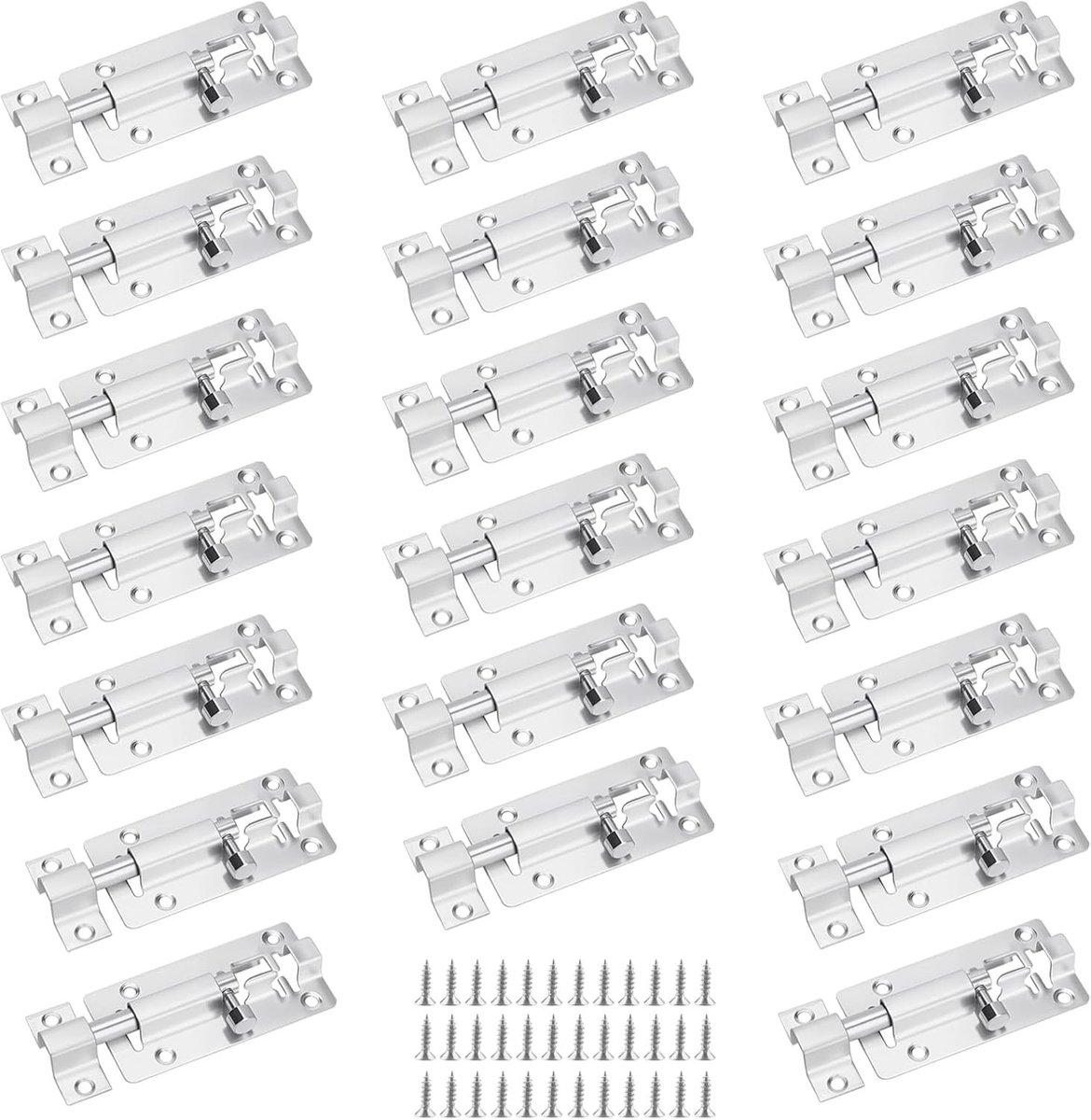 Allecta - Roestvrij Staal Schuif Klink Lock voor Deuren, Gate, Dozen - Set van 20 Stuks