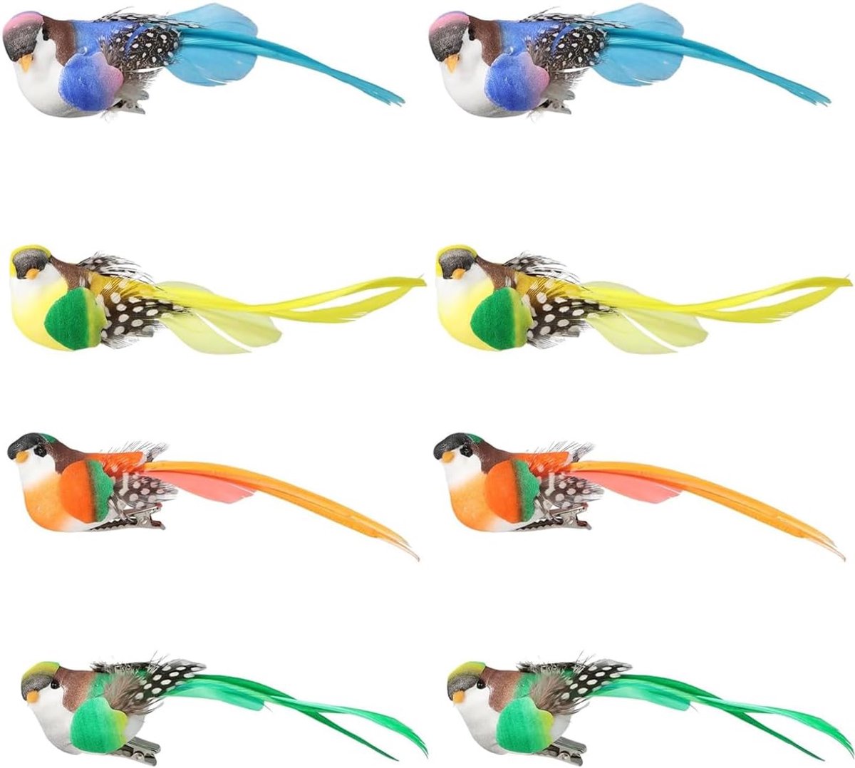 8 stuks kunstmatige vogelveren, decoratieve vogel kunstmatige ornamenten, hangende vogels voor tuin, Kerstmis, ambacht, feest