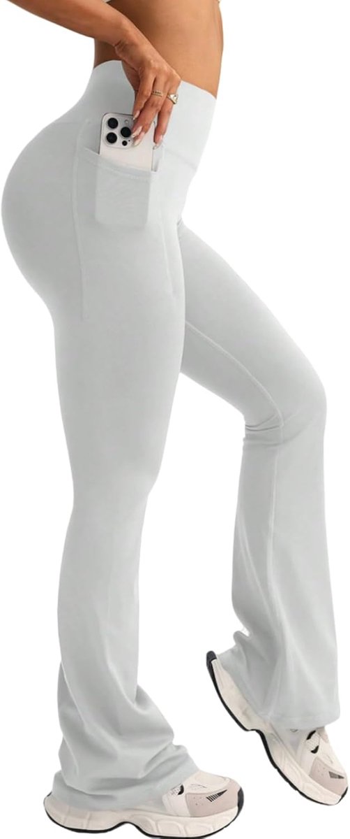 Yogabroek voor dames, hoge taille, flared leggings, buikcontrole, elastisch, yoga, pilates, training, fitness, werk
