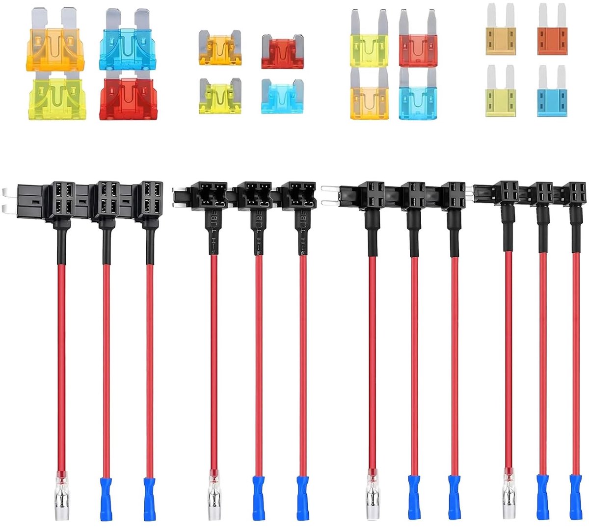 Auto, 12 stuks, 4 types, stroomdiefzekeringen, standaard platte zekeringen