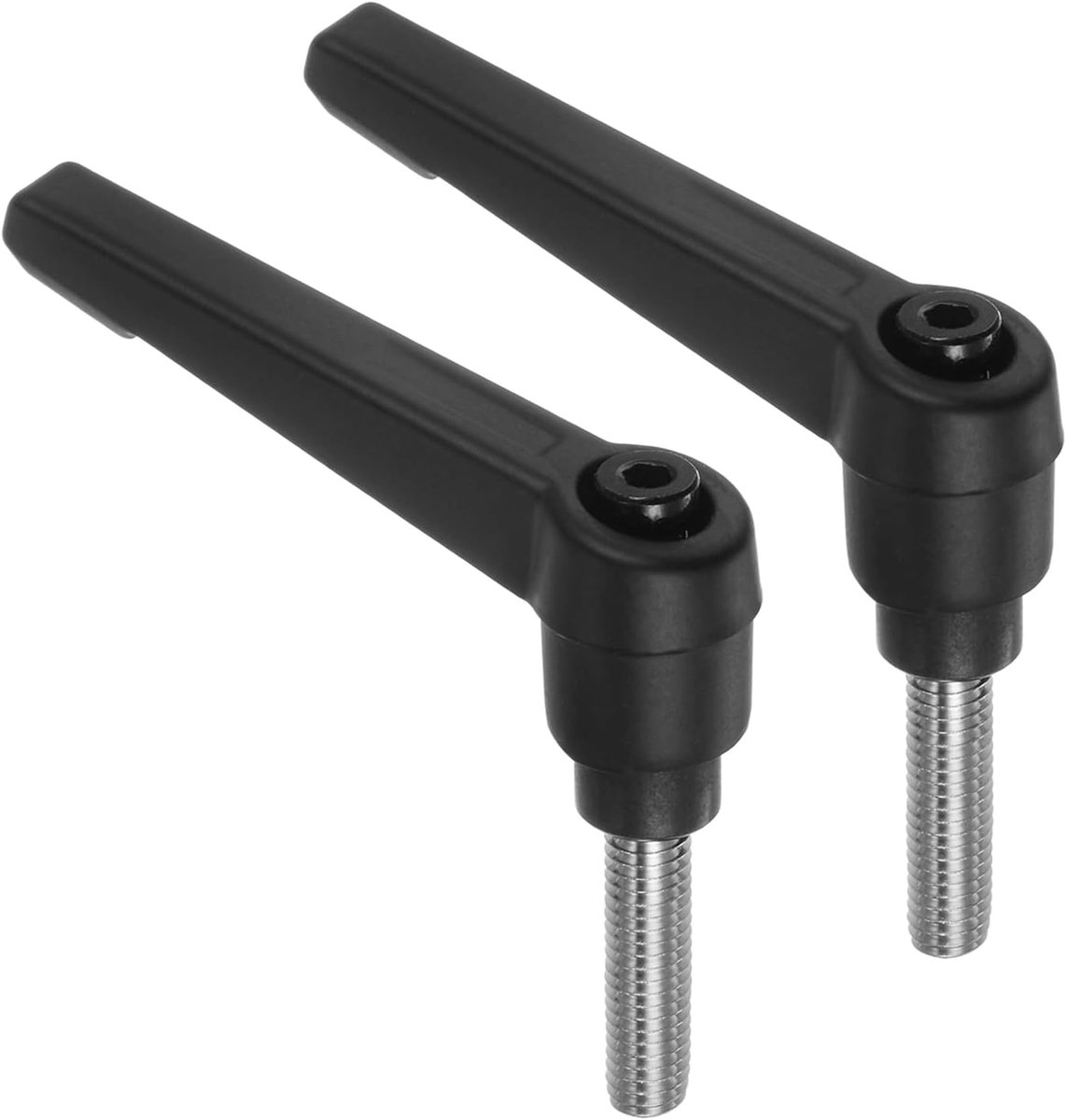 2 stuks spanhendels, M6 x 20 mm mannelijk, schroefdraad van roestvrij staal 304, verstelbare handgrepen met vergrendelingsknop, bouten, zwart