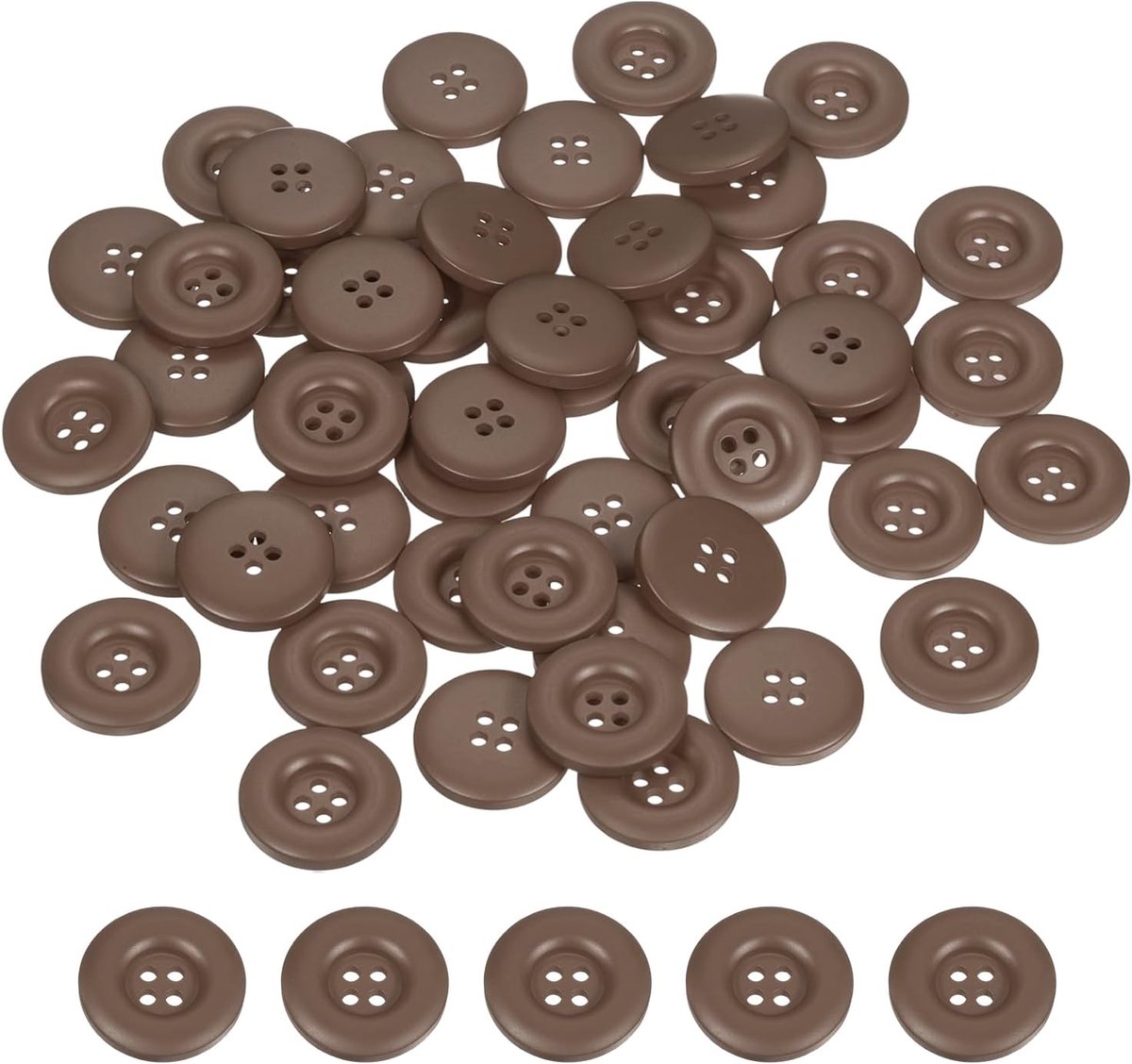 Knopen 23 mm, 4 ronde harsgaten, dik, vervanging voor knutselwerk, doe-het-zelf decoratie, donkerbruin