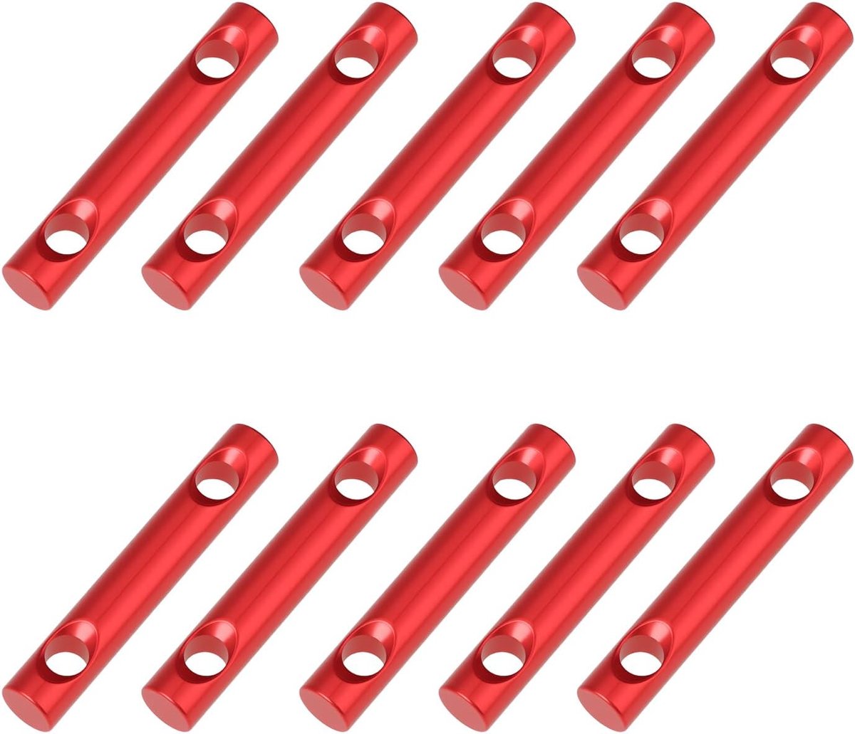 Guyline Cord Richters 10 Pack 2 Gaten 60 x 10 mm 7 mm Gaten Rood Aluminium Touw Spanners