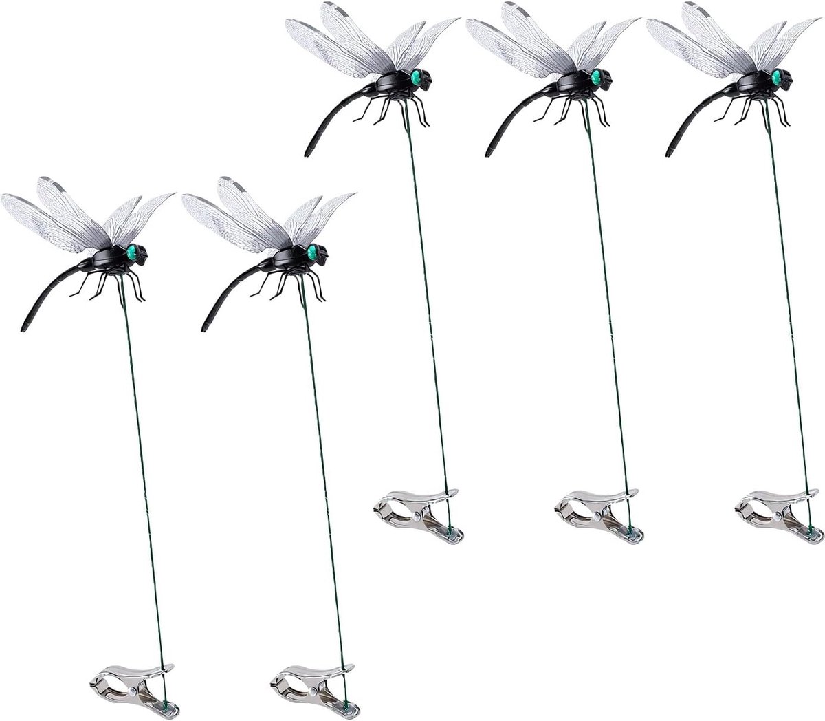 3D Fake Dragonfly Clips 5 Stks Lichtgewicht Tuinpalen Decor met Stevige Clip Ontwerp voor Hoeden Bloempotten Outdoor Indoor