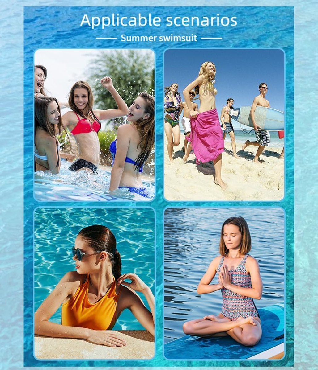 Badpak voor dames, push-up beha, tweedelig, verstelbaar, hoge taille, push-up