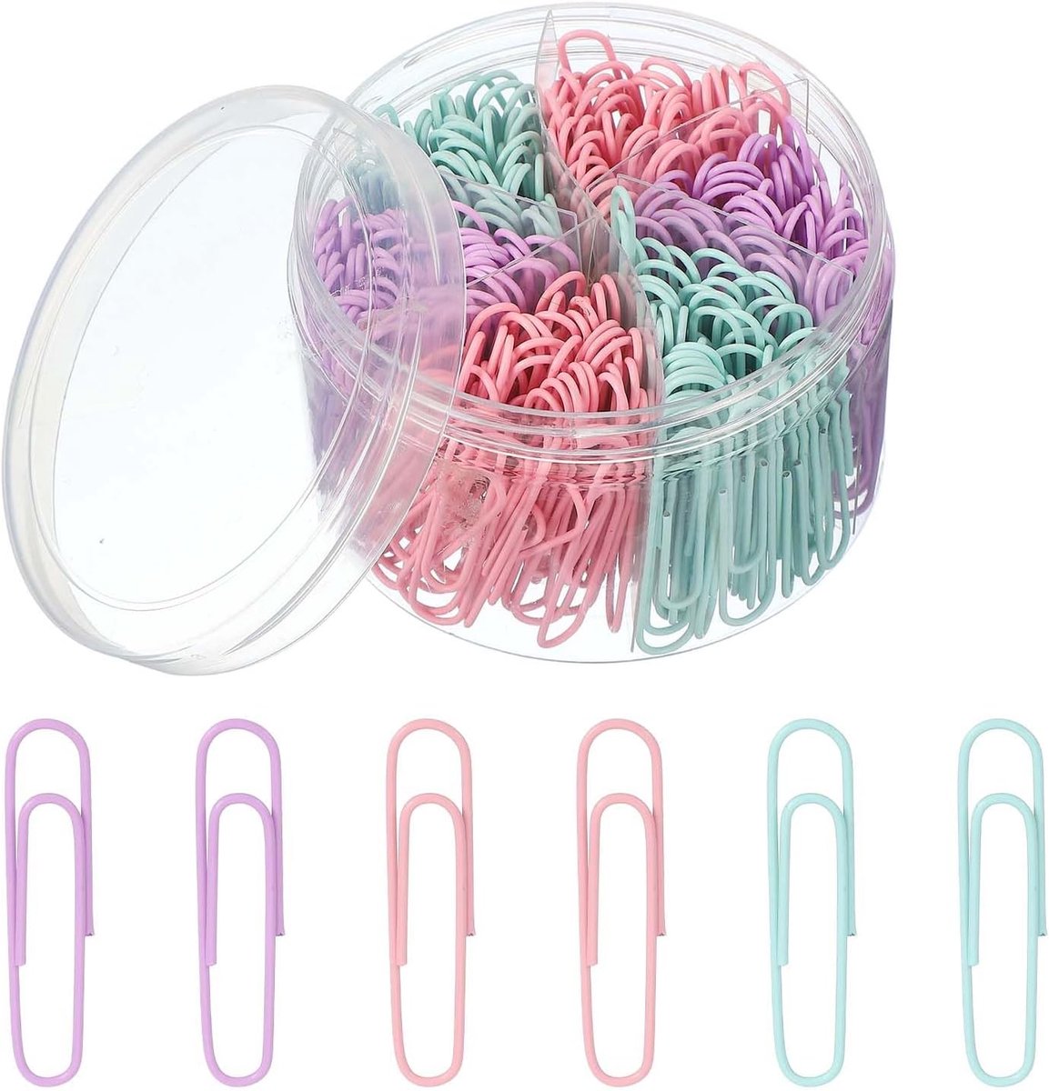 300 stuks 2 inch paperclip, 50 mm paperclip leuke metalen clips roestbestendig sterk duurzaam bulk voor kantoor, paars roze groen