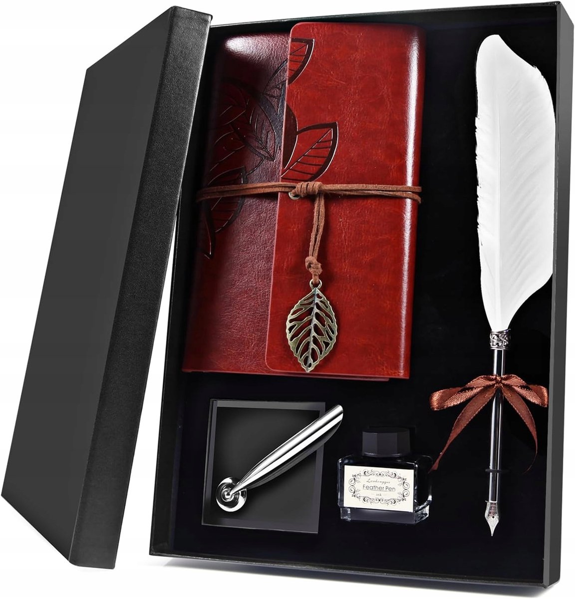 Luxe Schrijfvulpen Set met Notitieboek en Inkt - Wit